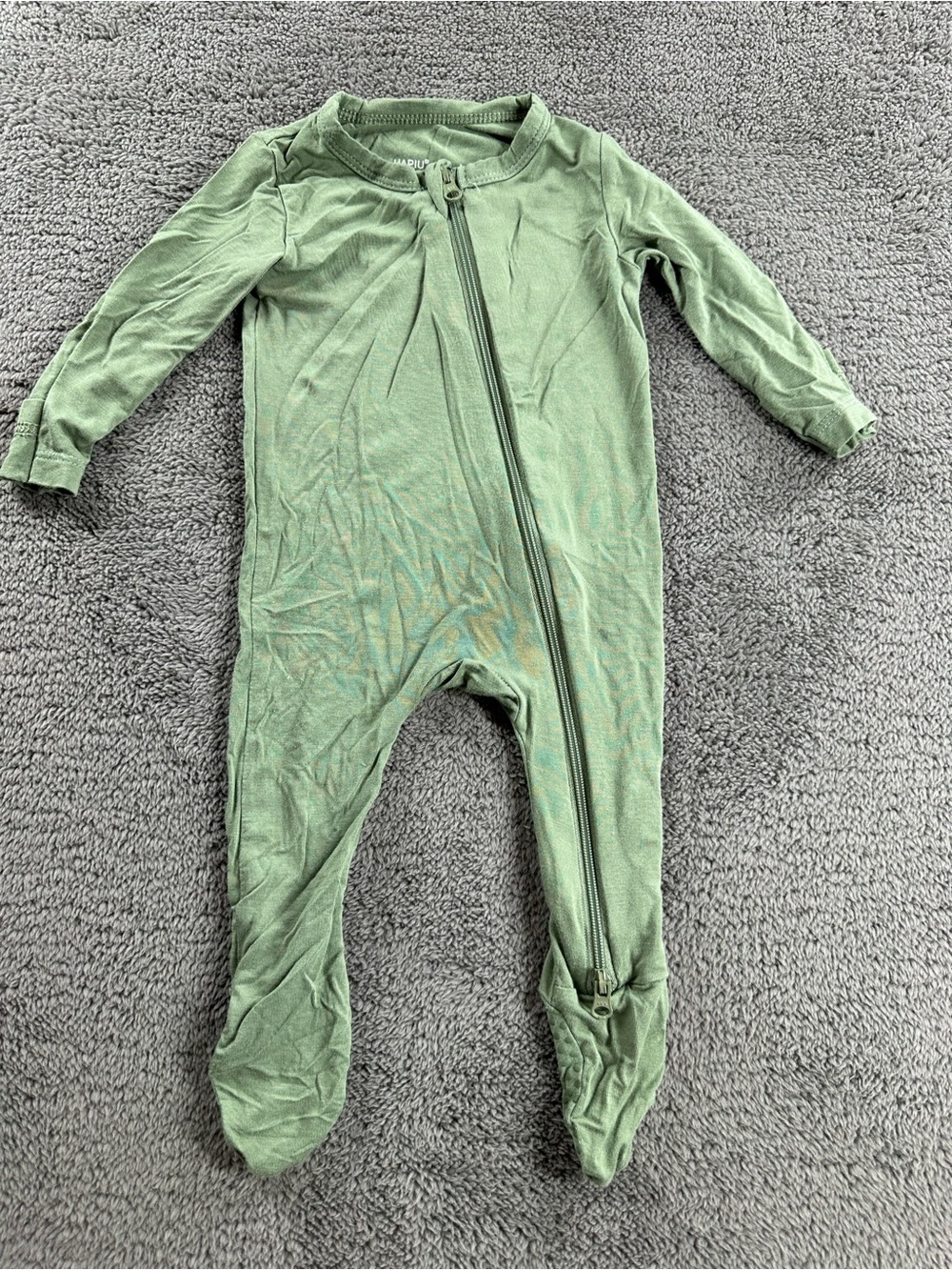 HAPIU Bamboo Bodysuit Long Sleeve Long Pants Footies Pajama Sage Green 0-3 month